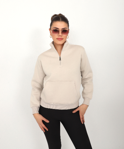 Resim Viole&More Kadın Sweat 114 Yarım Fermuarlı