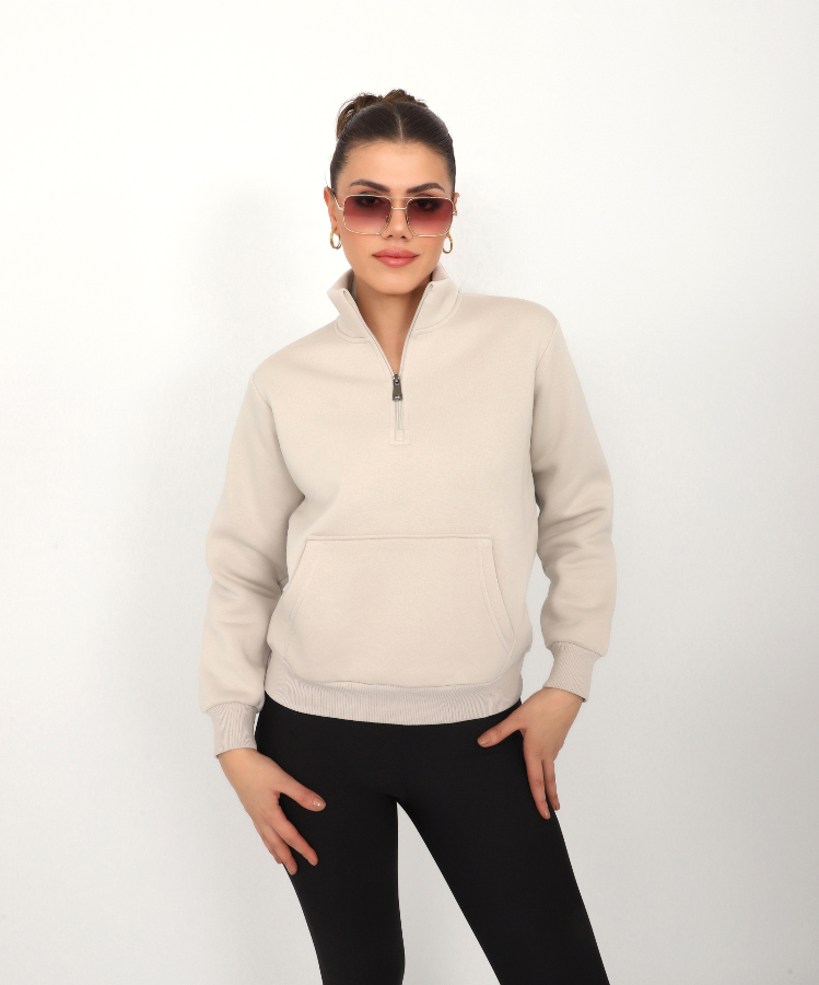 Resim Viole&More Kadın Sweat 114 Yarım Fermuarlı