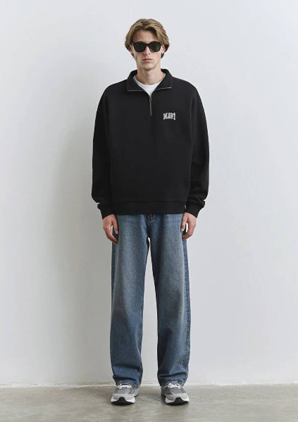 Resim Mavi Yarım Fermuarlı Erkek Sweat M0S10208-900