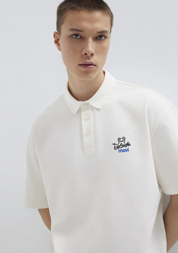 Resim Mavi Polo Yaka Erkek T-shirt M0613180-70057