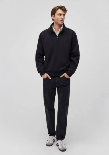 Resim Mavi Yarım Fermuarlı  Loose Erkek Sweat M0S10278-900