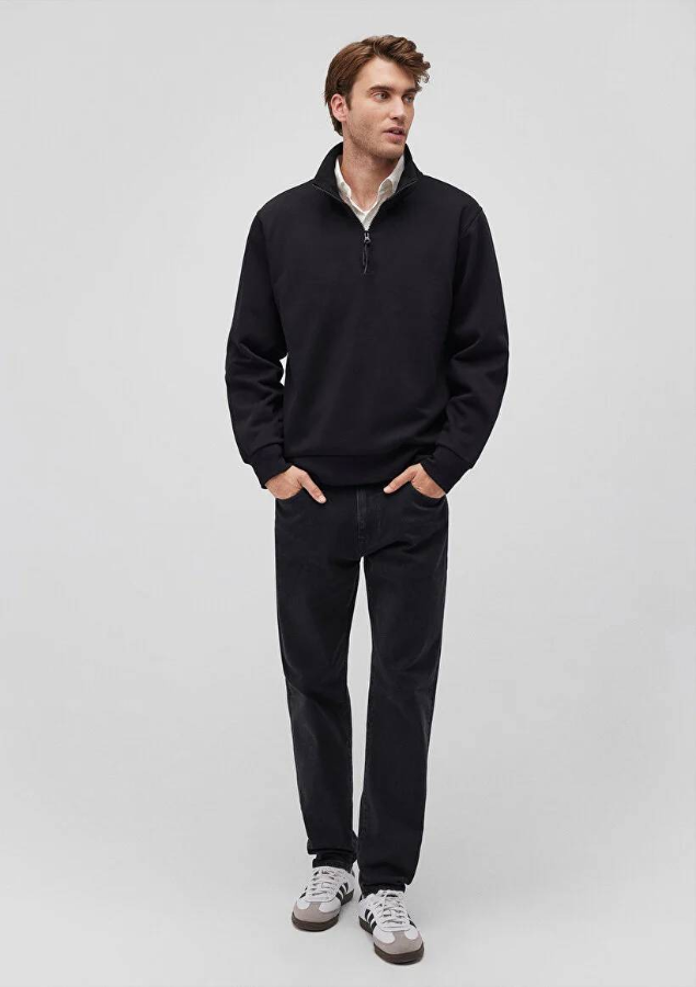 Resim Mavi Yarım Fermuarlı  Loose Erkek Sweat M0S10278-900