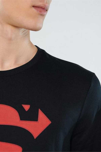 Resim Mavi Superman Baskılı Erkek T-Shirt M066875-900