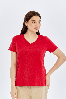 Resim Viole&More 1002 Flamlı  V Yaka Kadın T-shirt