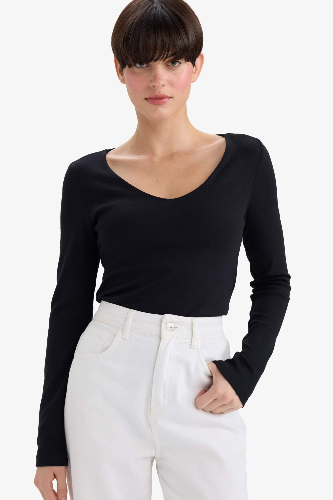 Resim Defacto Kadın T-shirt F7153AX/BK81