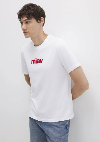 Resim Mavi Miav Baskılı Erkek T-Shirt M067153-622