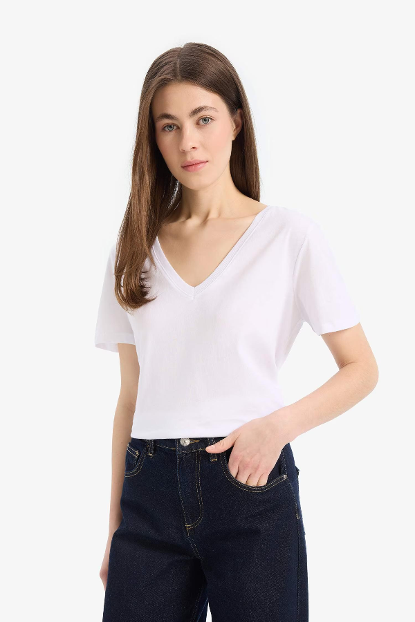 Resim Defacto Kadın Kısa Kol T-shirt W9578AZ/WT34