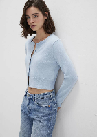 Resim Mavi Düğmeli Kısa Kadın Hırka M1710722-70818