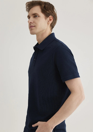 Resim Mavi Polo Yaka Erkek T-shirt M0612521-70490