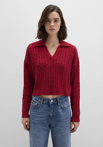 Resim Mavi Polo Yaka Kadın Kazak M1710717-70391