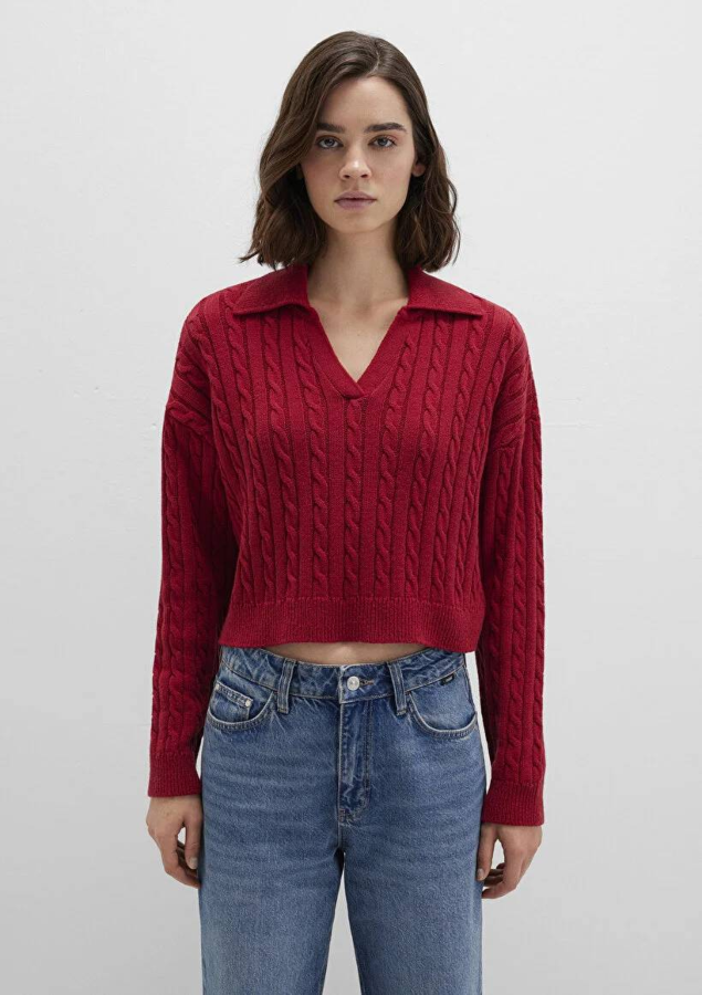 Resim Mavi Polo Yaka Kadın Kazak M1710717-70391