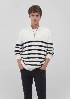 Resim Mavi Çizgili Fermuarlı Erkek Kazak M0710131-70057