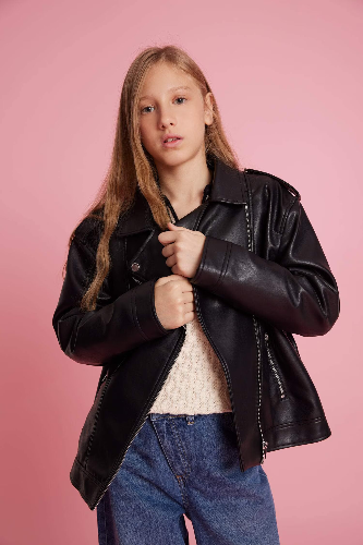 Resim Defacto Kız Çocuk  Deri Mont C4976A8/BK27