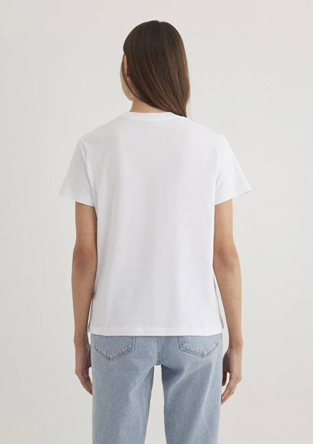 Resim Mavi Bısıklet Yaka Logo Kadın T-Shirt M1612242-620