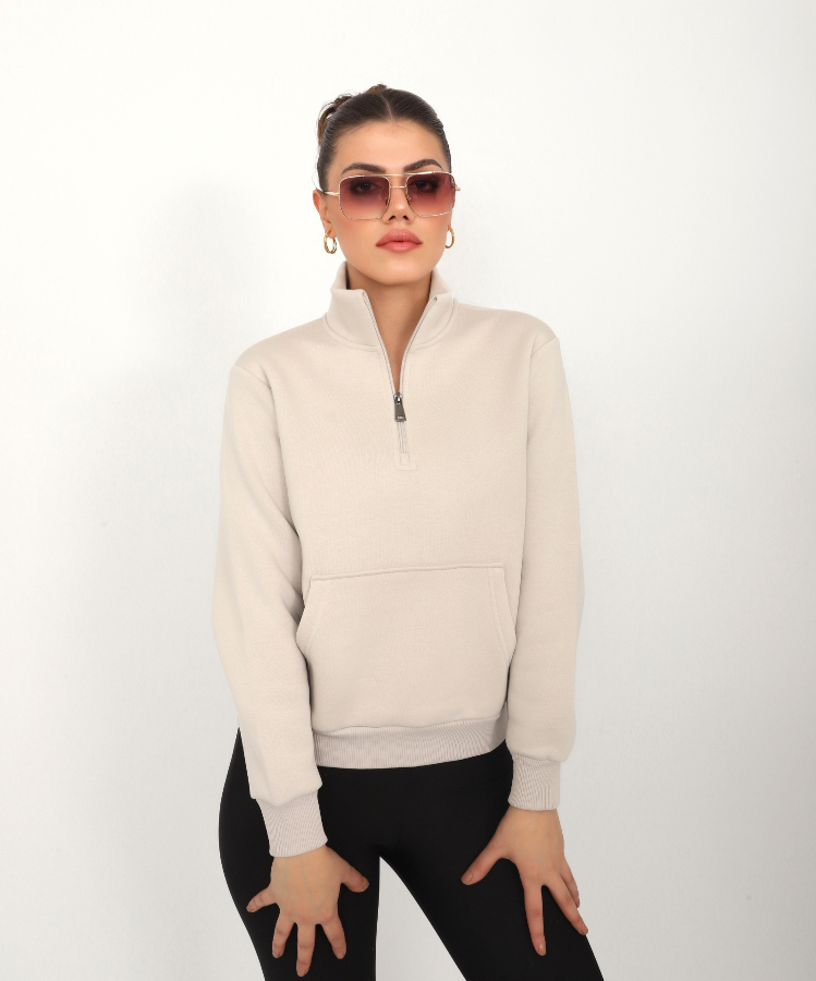 Resim Viole&More Kadın Sweat 114 Yarım Fermuarlı
