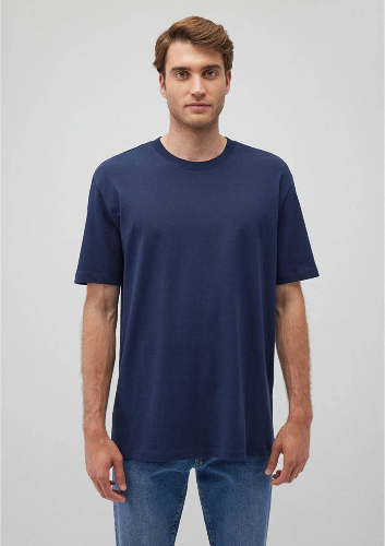 Resim Mavi Kısa Kol Erkek T-Shirt M066249-70497