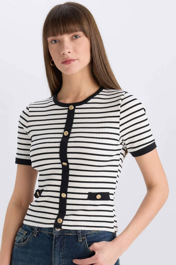 Resim Defacto Kadın Kısa Kol T-shirt C2566AX/BK81