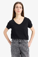 Resim Defacto Kadın Kısa Kol T-shirt K1507AZ/BK81