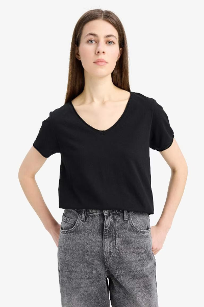 Resim Defacto Kadın Kısa Kol T-shirt K1507AZ/BK81
