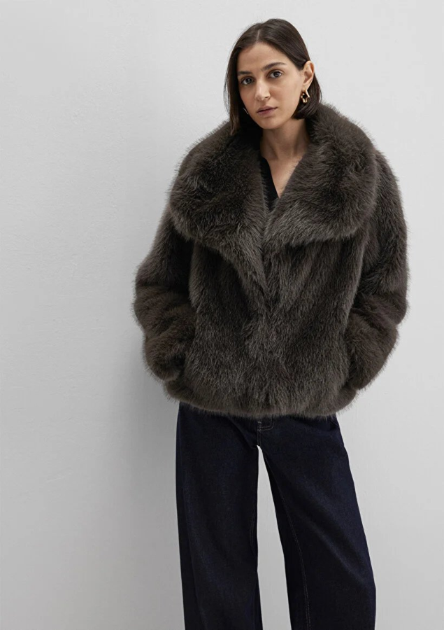 Resim Mavi Kısa Tüylü Kadın Ceket M1110781-71593