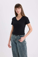 Resim Defacto Kadın Kısa Kol T-shirt I1080AZ/BK81