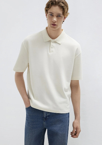 Resim Mavi Polo Yaka Erkek T-shirt M0613177-70056