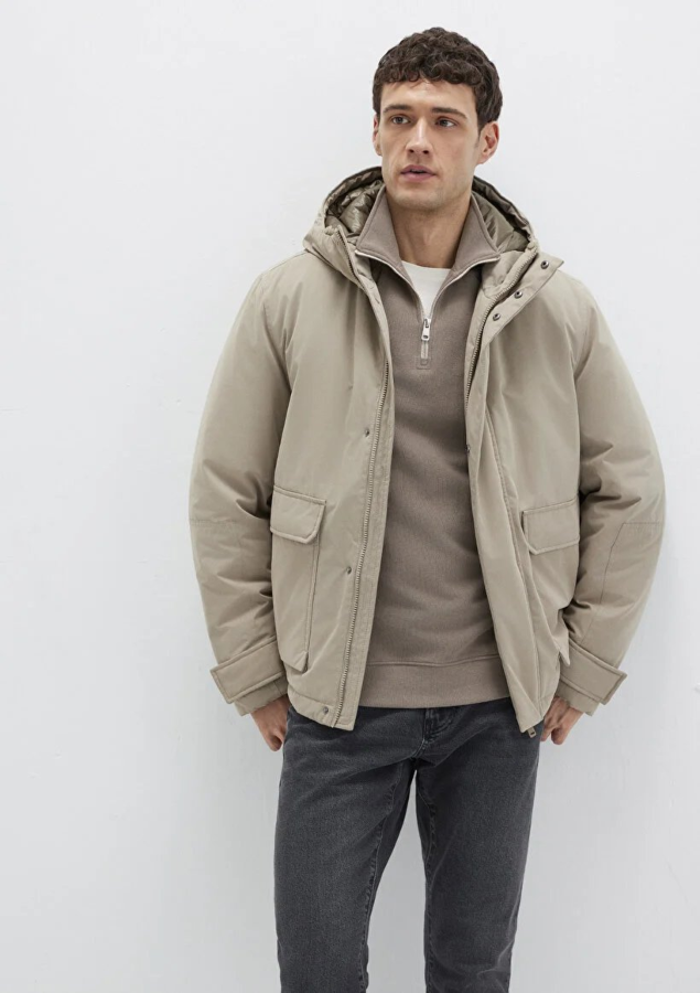 Resim Mavi Kapüşonlu Erkek Mont M0110657-70355