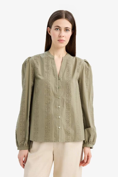 Resim Defacto Kadın Uzun Kol Gömlek E6531AX/KH262