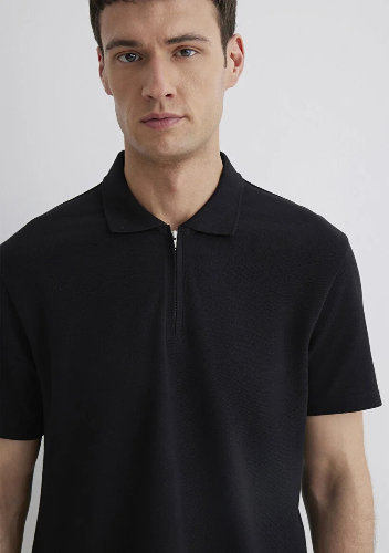 Resim Mavi Half Zıp Polo Erkek T-Shirt M0612525-900