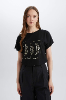 Resim Defacto Kadın Kısa Kol T-shirt E3027AX/BK81