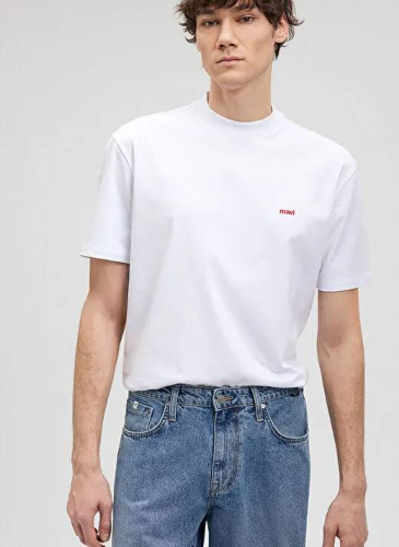 Resim Mavi Baskılı Erkek T-Shirt M0612216-620