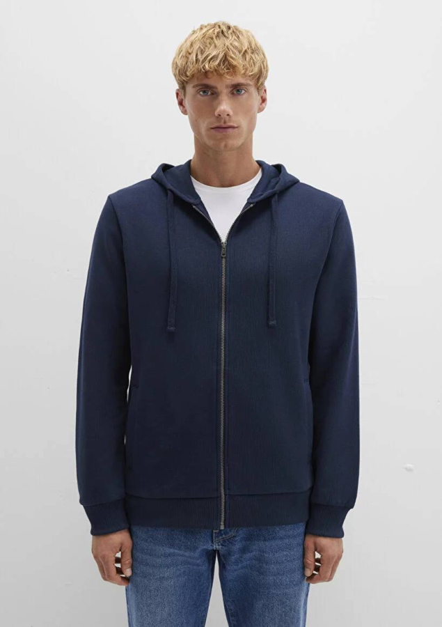 Resim Mavi Kapüşonlu Full Erkek Sweat M0S10423-70490
