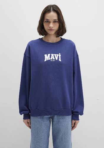 Resim Mavi Logo Baskılı Kadın Sweat M1S10372-70498