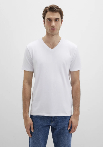 Resim Mavi Stretch V Erkek T-Shirt M061748-620