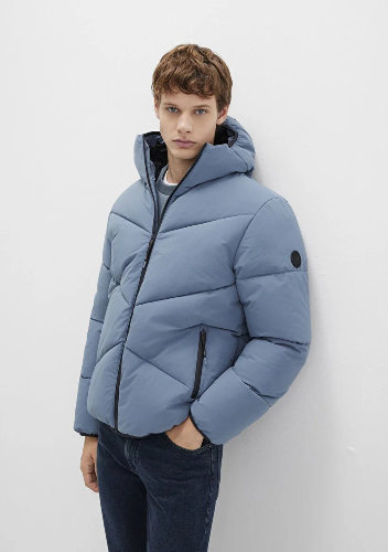 Resim Mavi Kapüşonlu Erkek Mont M0110360-70782