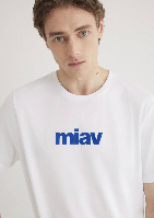 Resim Mavi Miav Baskılı Erkek T-Shirt M067153-620