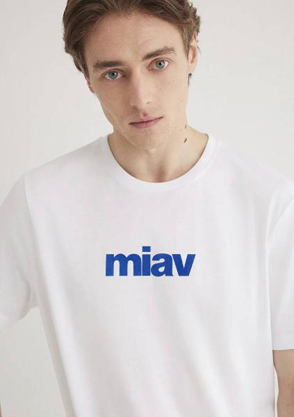Resim Mavi Miav Baskılı Erkek T-Shirt M067153-620