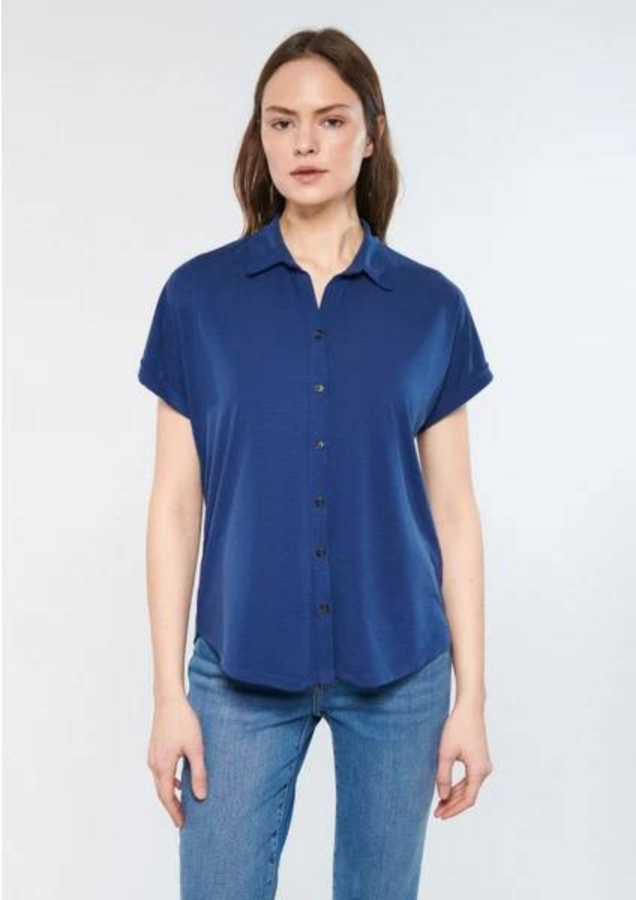 Resim Mavi Kısa Kol Kadın T-Shirt M168081-70491