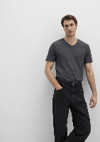 Resim Mavi Stretch V Yaka Erkek T-Shirt M061748-24398