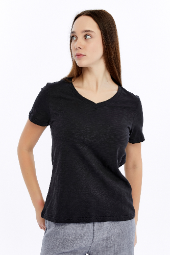 Resim Viole&More 1002 Flamlı  V Yaka Kadın T-shirt