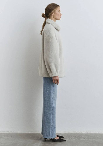 Resim Mavi Dik Yaka Kadın Mont M1110597-70037