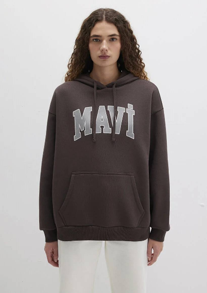 Resim Mavi Logo Kapüşonlu Kadın Sweat M1600361-70222