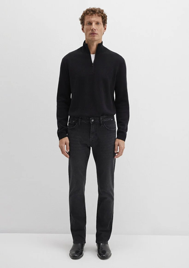 Resim Mavi Half Zip Erkek Kazak M0710328-900