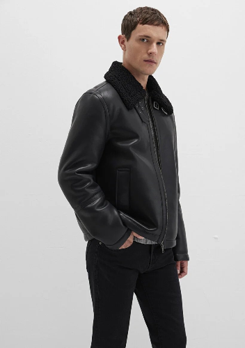 Resim Mavi Kürk Yaka Erkek Mont M0110670-71379