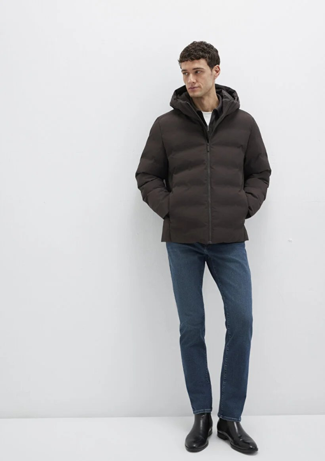 Resim Mavi Kapüşonlu Erkek Mont M0110652-70219