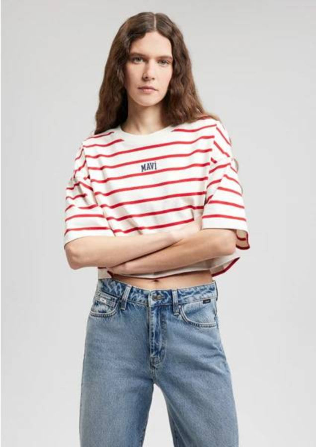 Resim Mavi Baskılı Kadın T-Shirt M1612227-86680