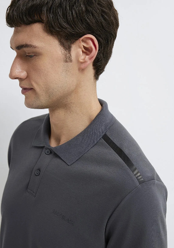 Resim Mavi Polo Yaka Erkek T-shirt M0613136-89100