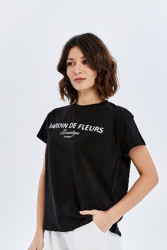 Resim Viole&More Kadın T-Shirt Yk20 Jardın De Flerus Baskılı