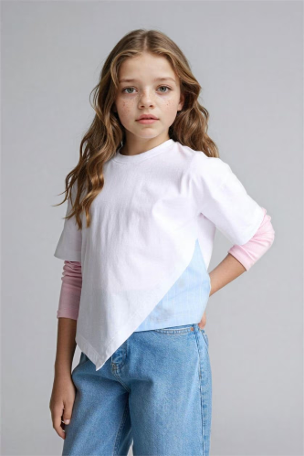 Resim Defacto Kız Çocuk T-shirt H0946A8/WT34