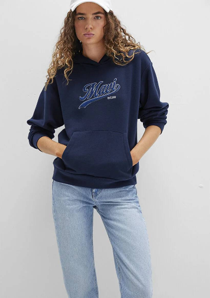 Resim Mavi Kapüşonlu Kadın Sweatshirt M1S10420-82318